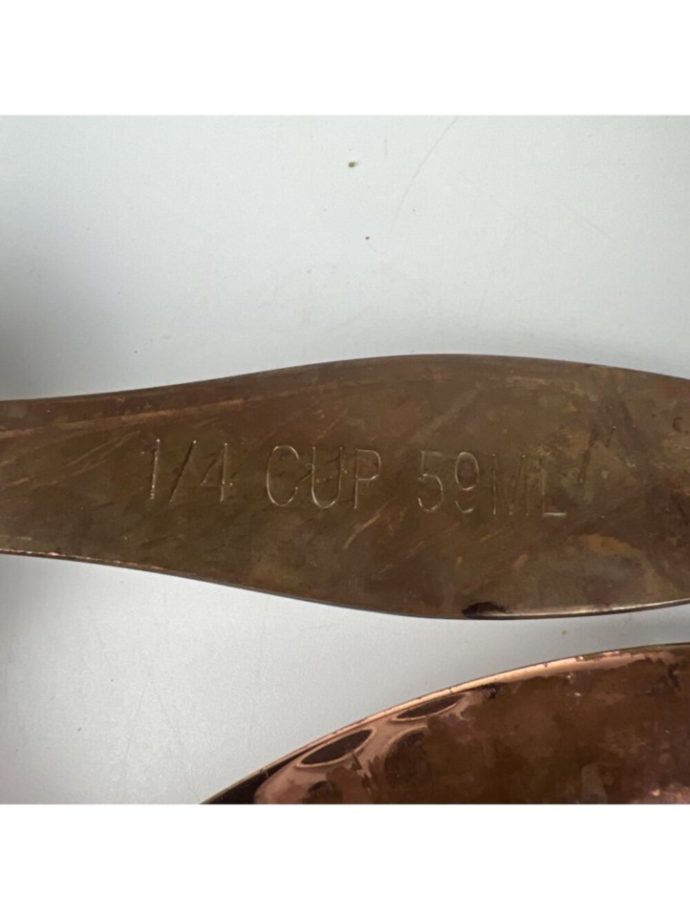 Vintage Copper Plated Measuring Cup Set 1/4 1/3 1/2 & 1 Cup - Picture 6 of 7